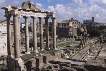 Ancient ruin: travel destination of architectural columns.