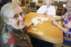 grandma, playing cards