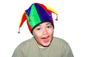 child with jester hat