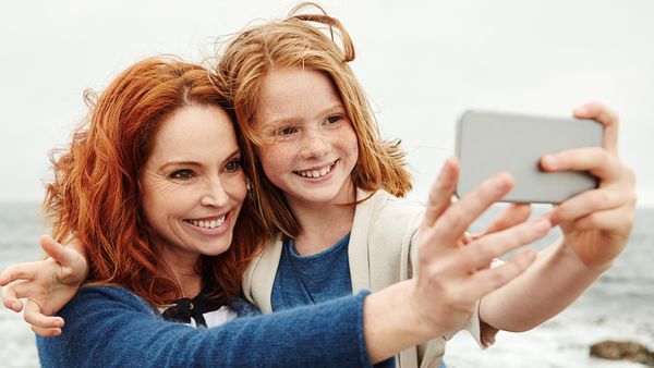 Redhead women and daughter