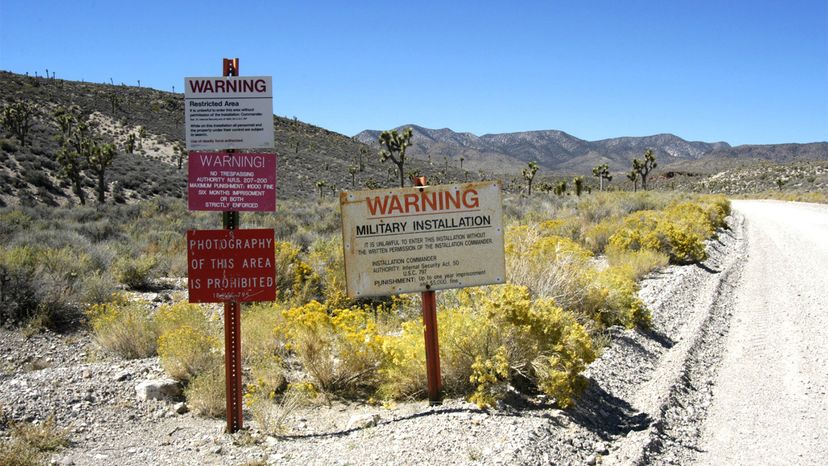 Warning signs around Area 51.