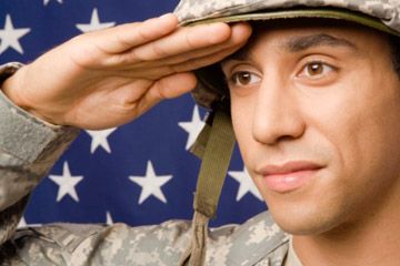 soldier salutes flag