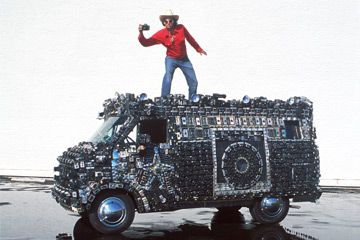 Harrod Blank's Camera Van is completely covered with cameras of all shapes and sizes -- it weighs 7,000 pounds (3,175 kilograms).