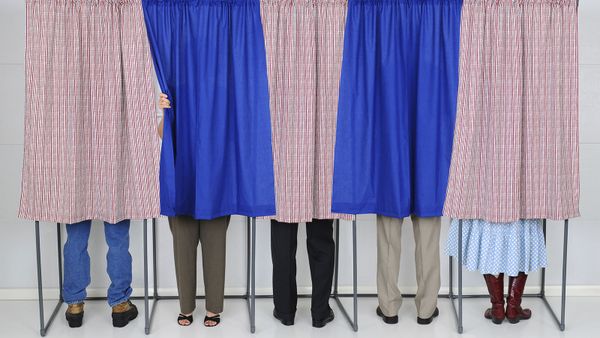 people in polling place