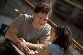 Teenagers at outdoor table