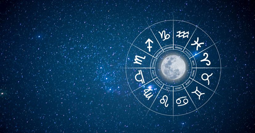 Zodiac signs inside of horoscope circle