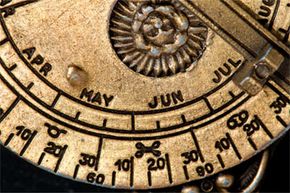 Names of months and dates shown on an astrolabe.