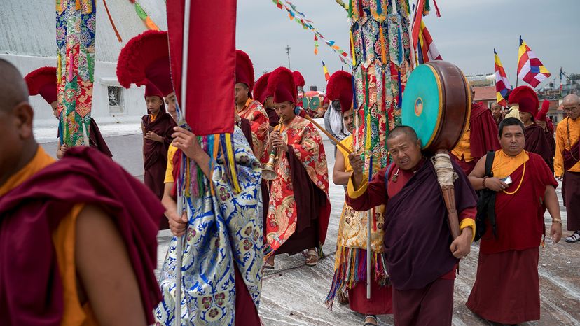 Buddhist monks, parade