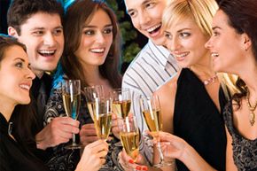 group of friends toasting with champagne