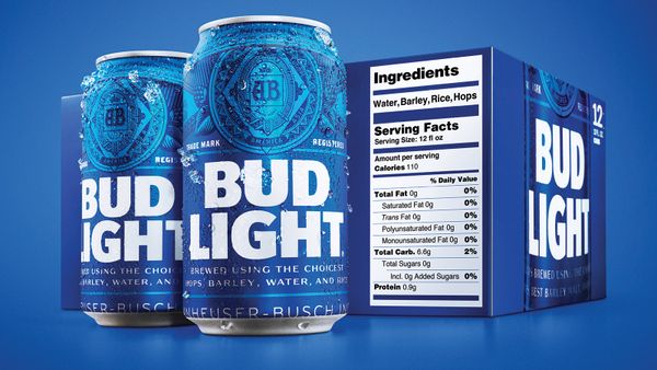 Bud Light nutritional label