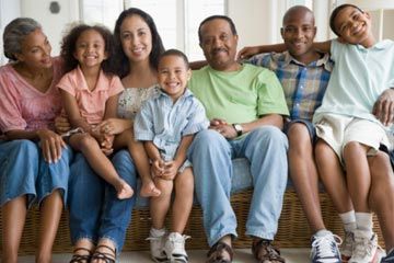 family of children, parents and grandparents