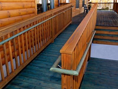 Wood wheelchair ramp.