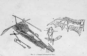 A sketch of Leonardo da Vinci's ornithopter.