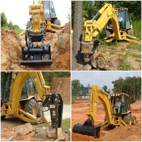 You can attach all sorts of backhoe tools [b]to a Caterpillar backhoe loader.