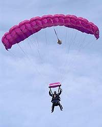 Modern BASE jumpers use a ram-air parachutes so they can control the speed and direction.