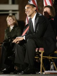 Obama at a rally in New Hampshire during the 2008 primary season.