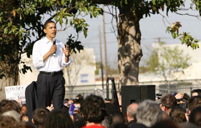 Barack Obama during Los Angeles speech.
