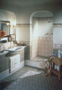 Intricate tiles look great in a Mediterranean-style bath.
