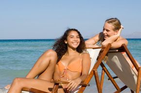 Two girls on the beach.