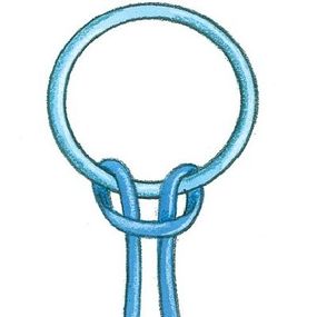 Start your kite beaded key chain by looping lanyard around the ring.