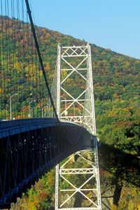 The Bear Mountain Bridge spans the Hudson River.