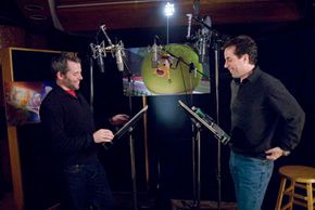 Matthew Broderick and Jerry Seinfeld in the recording studio