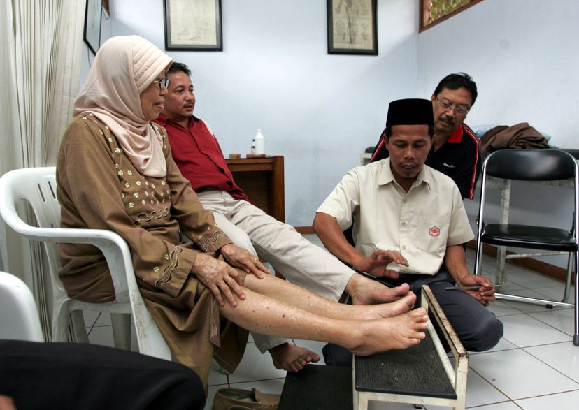 A bee sting therapist’s clinic in Jakarta, Indonesia.