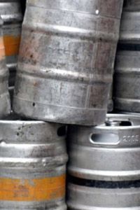 numerous kegs stacked