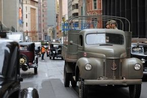 Extras take part in a scene from "Unbroken."