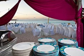 formal beach wedding reception