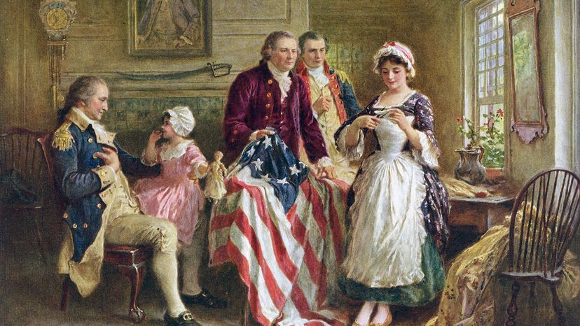 George Washing watches Betsy Ross sew