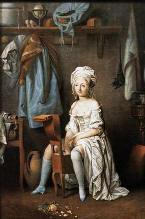 painting of woman on bidet