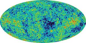 Image of the cosmic microwave background radiation taken by the Wilkinson Microwave Anisotropy Probe
