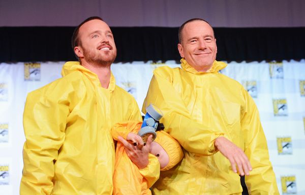 Aaron Paul and Bryan Cranston speak at Comic Con.