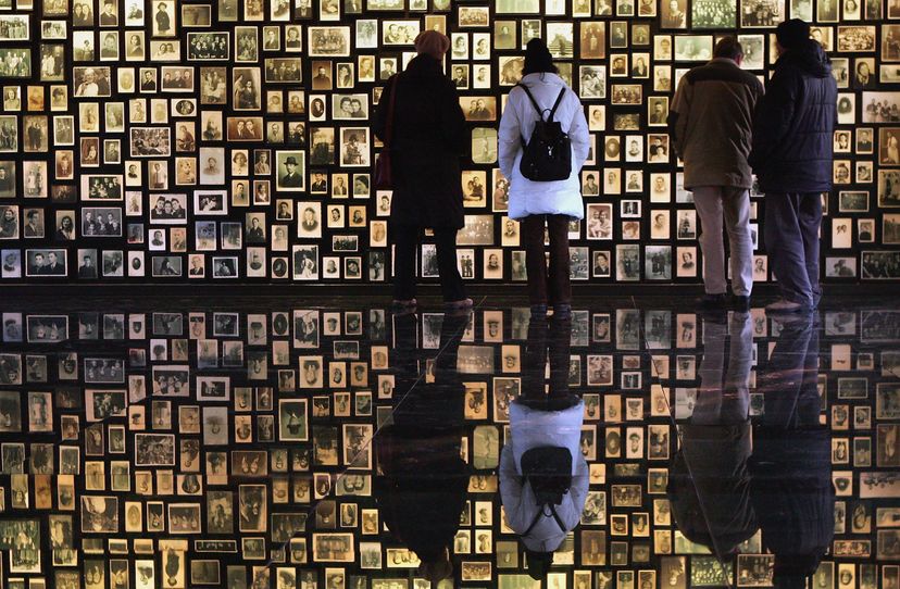 Visitors at the Birkenau Museum