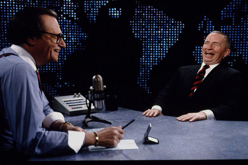 Ross Perot (right) announced his presidential candidacy on Larry  King's (left) popular TV show. Jeffrey Markowitz/Sygma via Getty Images