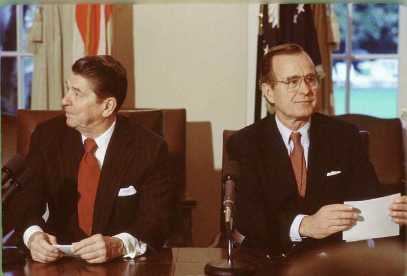There was little love between Ronald Reagan (left) and his running mate George H.W. Bush. In fact. Reagan tried to get former President Gerald Ford to run in Bush's stead. David Hume Kennerly/Getty Images