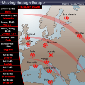 spread of black plague map