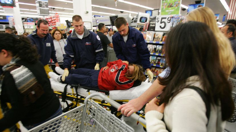 Paramedics help a shopper, Walmart