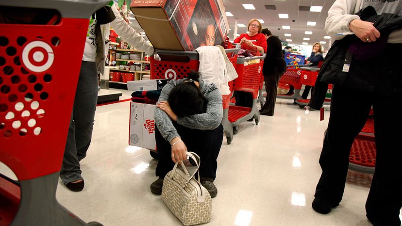 Customers rush in as the doors open during blackfriday midnight