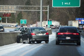 Cars on icy roads in Atlanta in January 2014