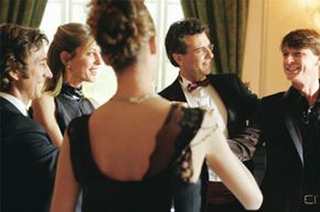 black tie crowd at wedding