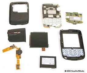 The internal parts of the BlackBerry.