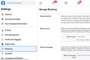 Screenshot of blocking user in Facebook