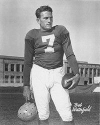 Bob Waterfield playedquarterback for theCleveland Browns andled the NFL in passing in1946 and 1951. See more picturesof football stars.