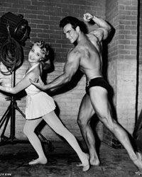 Jane Powell as Athena Mulvain dances with Steve Reeves as Ed Perkins in the film &ldquo;Athena&rdquo; in 1954. 