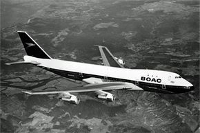 7th April 1971: One of the first Boeing 747 aircraft used by BOAC airlines for the London to New York service. See more classic airplane pictures.