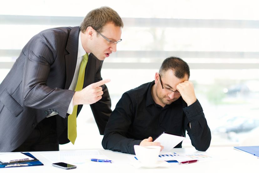 Invading your employee's space to berate him is just not good boss etiquette.