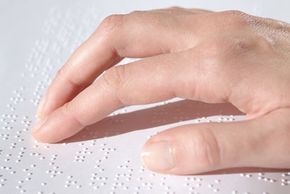 Reading Braille involves moving the fingers from left to right across the page.