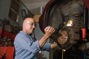 mechanic working on truck